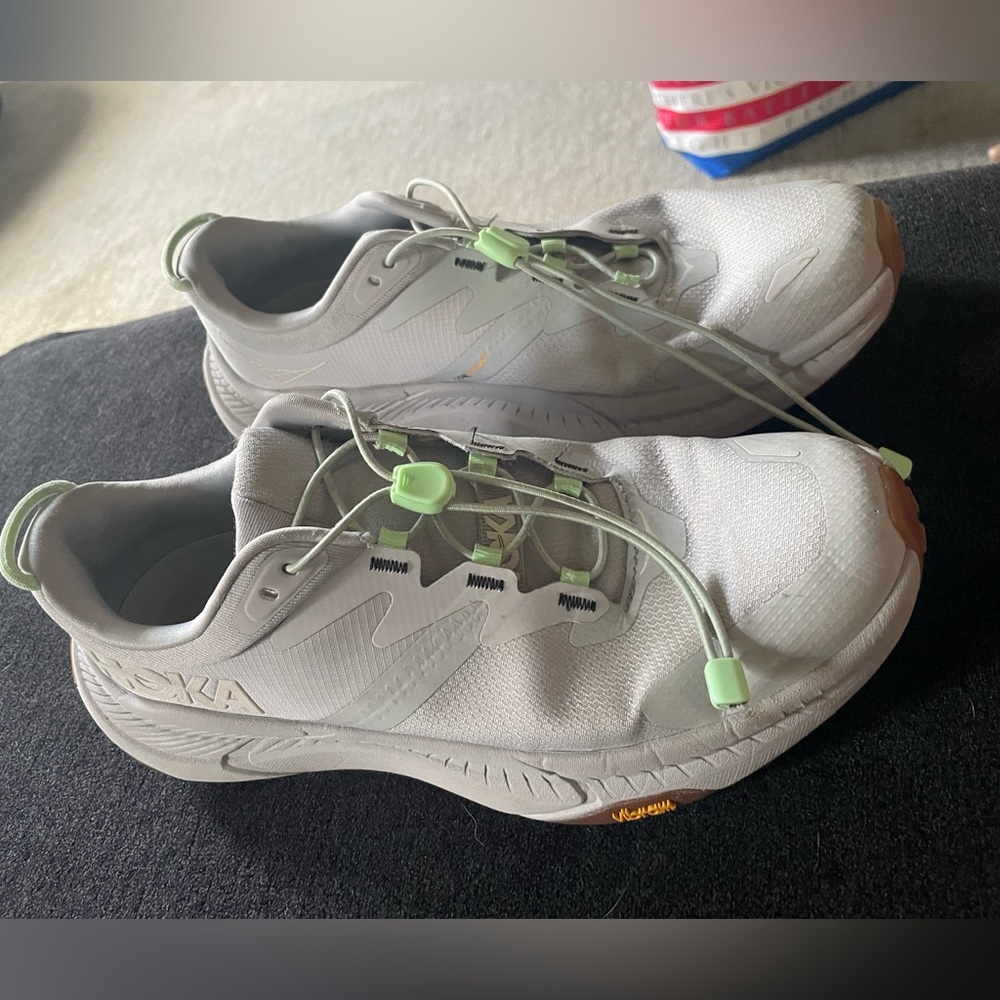 Hoka Transport Tennis Shoes, size 8, gray and mint